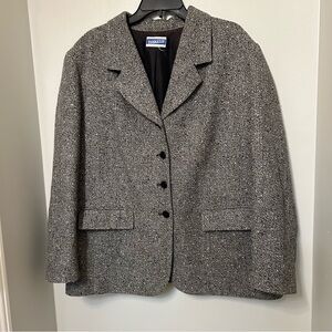 Vintage Pendleton Classic Women’s Gray Black Tweed Wool Blazer Jacket No tag XL